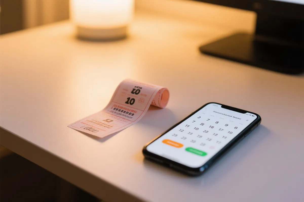 手机核对开奖信息与彩票号码的特写，理性购彩的瞬间